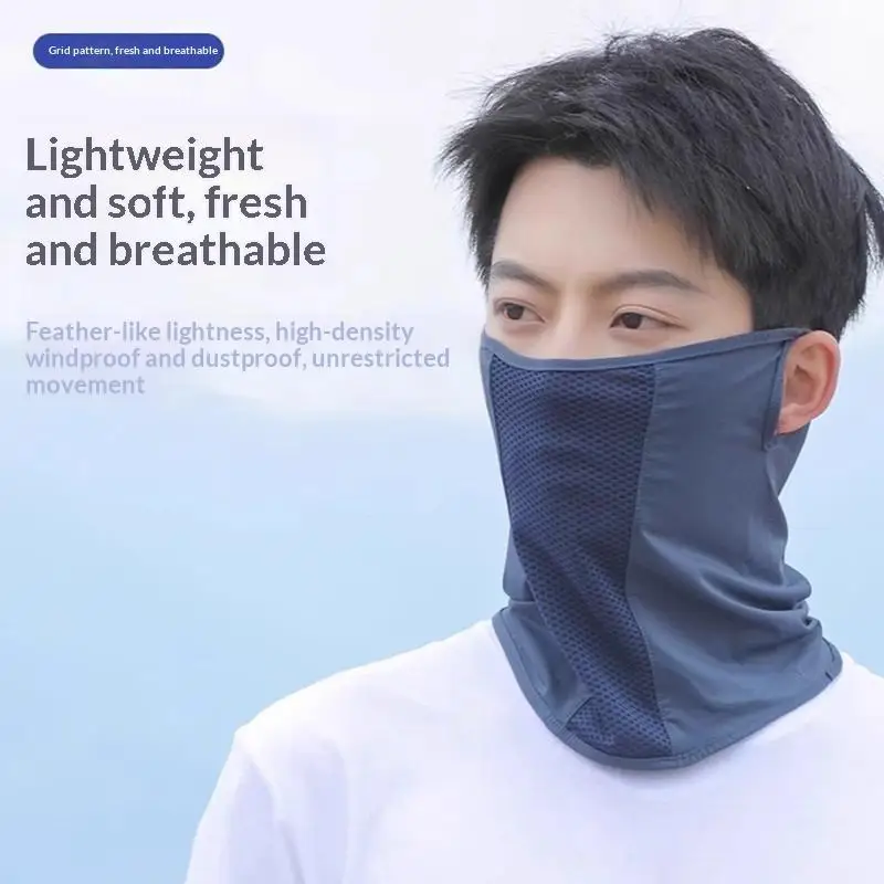 Sunscreen Neck Face Mask Ice Silk UV Protection Lightweight Summer Outdoor Cap for Cycling Hiking Running