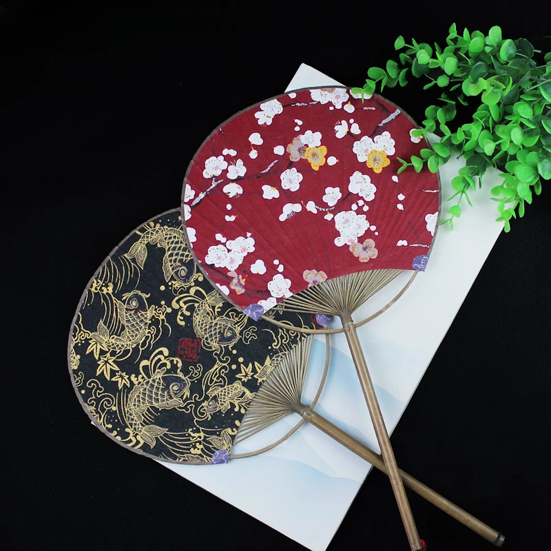 

The product can be customized. Double sided fan group fan Japanese cotton patterned fabric antique style handmade COS