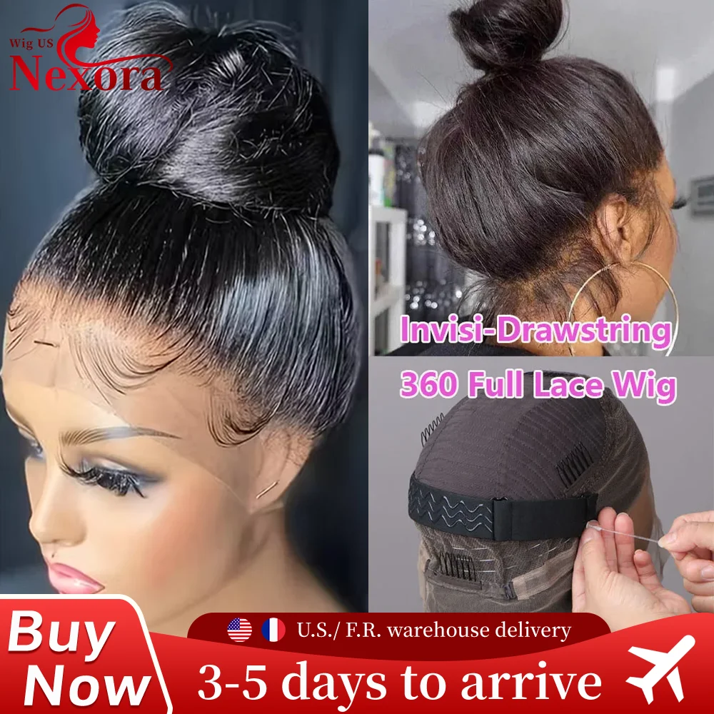 

Invisible Strap 360 Full Lace Wig Straight Human Hair Pre Plucked Hd Lace 200 Density 32 Inch Natural Color 360 Frontal Lace Wig