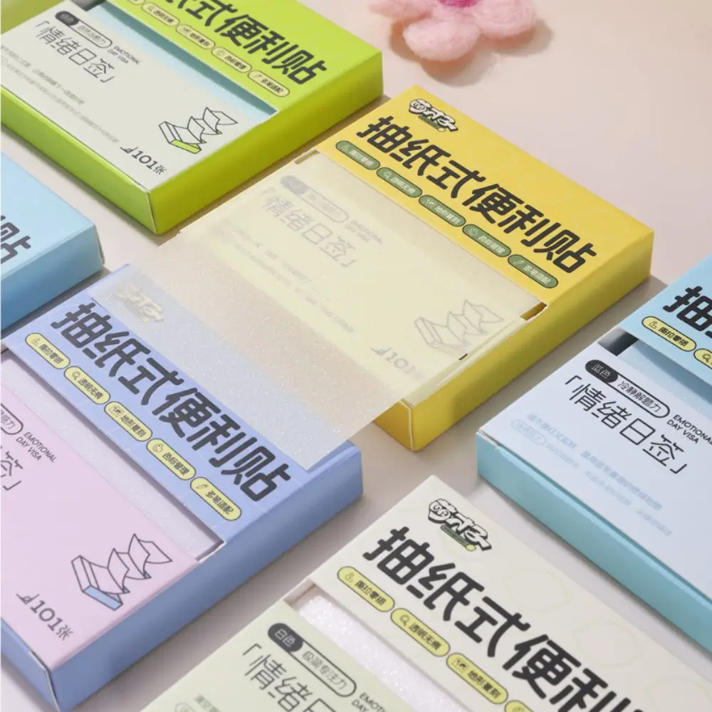 Pull Out Design Sticky Notes Macaron Color Korean Style Planner Sticker Translucent Self-Adhesive Memo Pad Paper