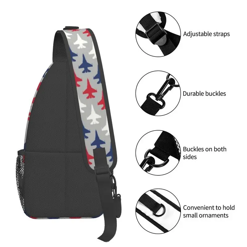 Casual Patriótico Jet Sling Bags para Homens, Viagem, Caminhada, Lutador, Piloto, Aviação, Avião, Mochila de Peito Crossbody, Mochila de Ombro