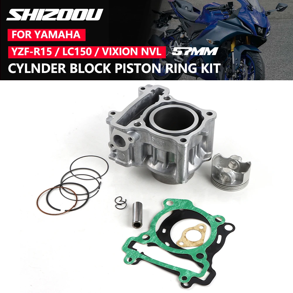 

57mm Motorcycle Cylinder Kit Moto for Yamaha LC150 YZF R15 V2 Vixion NVL 2ND-E1311-00 150CC Piston Ring Gasket Tool Engine Parts