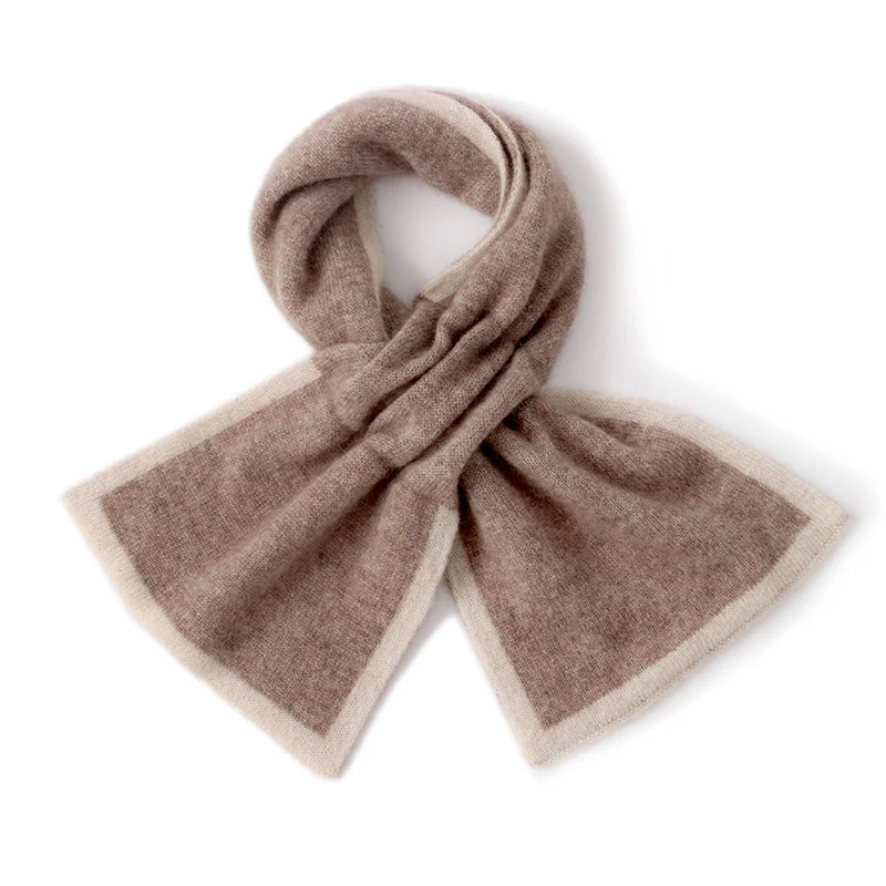 

100% Cashmere Scarf for Men And Women Warm Knitted Neck Fashion Accessory with Perforated Cross Color Collar for Autumn/Winter