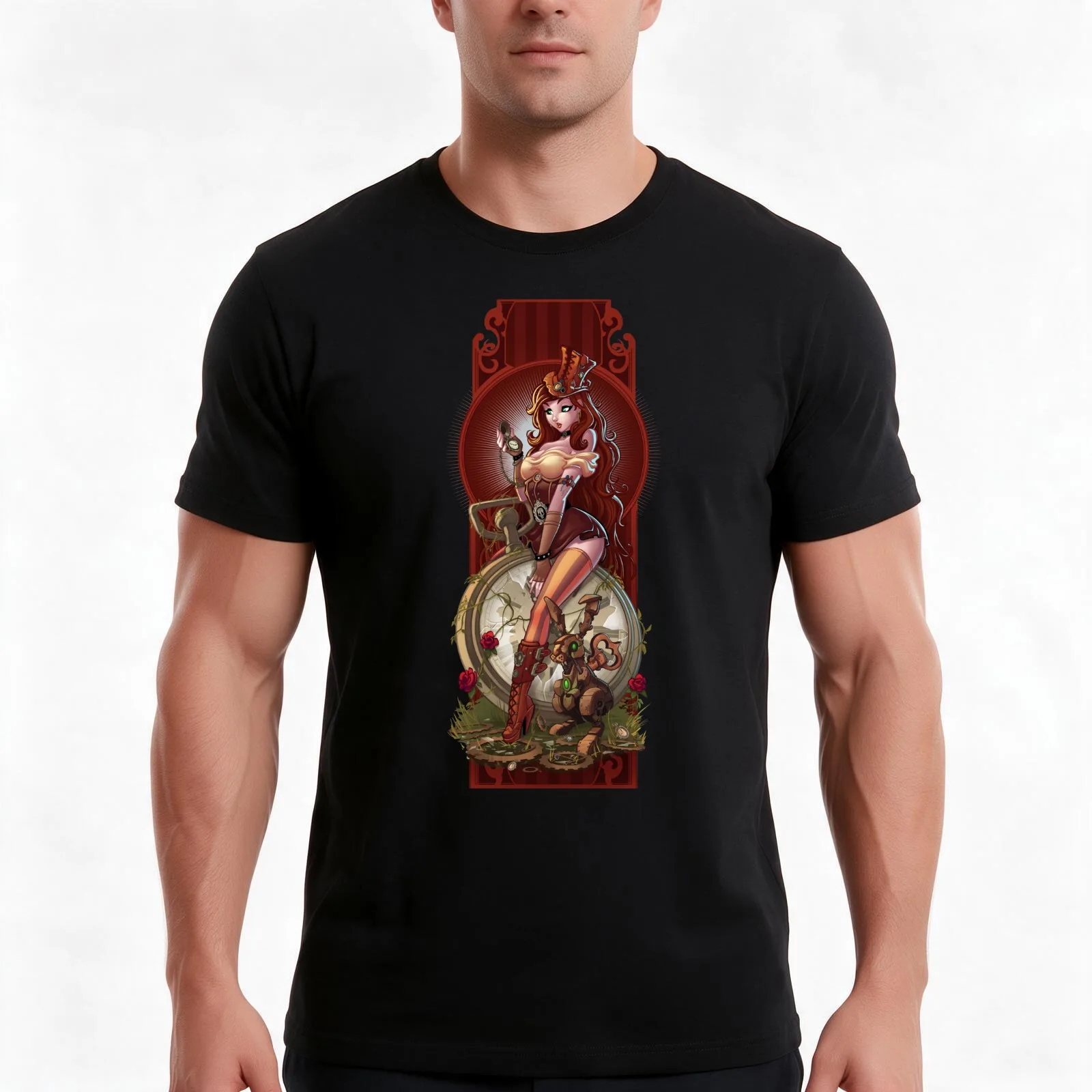 The Time Keeper T-Shirt, Summer Casual Cotton Tee, Oversized Streetwear Tops, Vintage Graphic Print, Loose Fit Short Sleeve