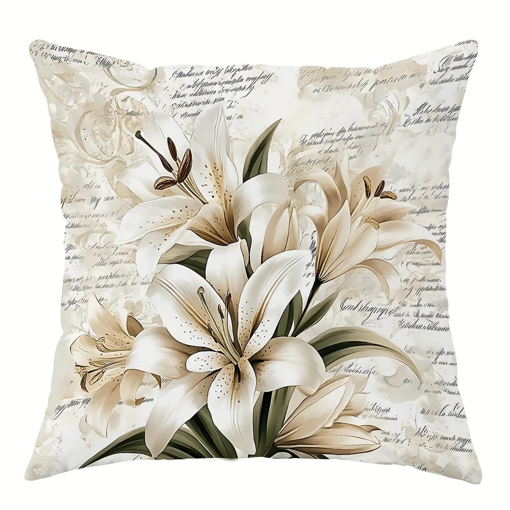 Vintage Floral Script Heritage PillowcasesLiving room sofa cushion cover, soft and comfortable, bedroom room decoration
