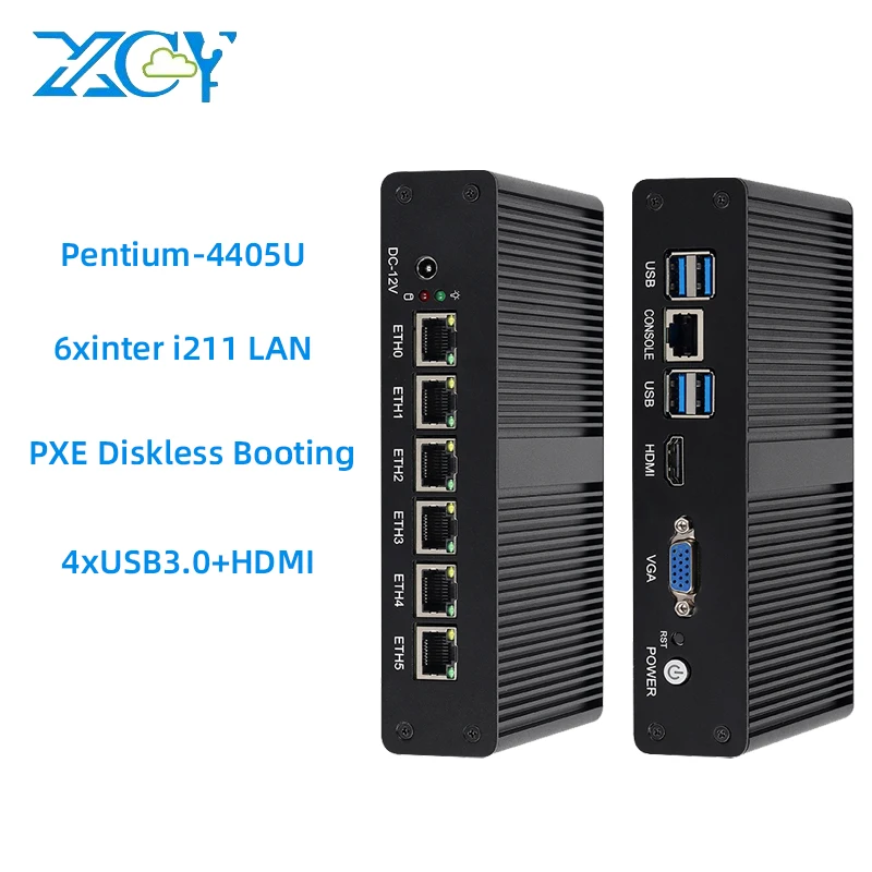 كمبيوتر صغير صناعي XCY مع بنتيوم 4405U يدعم واي فاي لينكس 4G LTE كمبيوتر مع 4xUSB3.0 1xHDMI1.4 1xVGA Windows10Pro جاهز