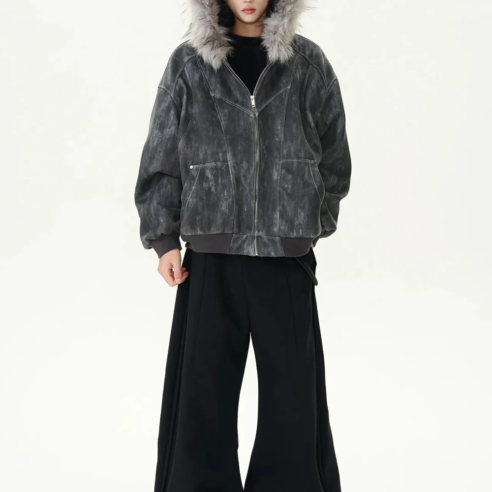 Новая зимняя мужская куртка с меховым воротником и капюшоном с длинными рукавами, американская ретро-мода, модный уличный повседневный свободный нишевый мужской топ