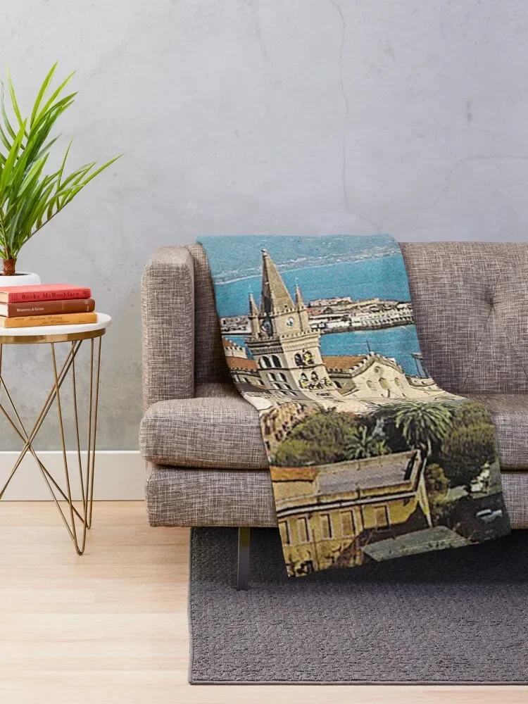 Portrait of Messina , City ??of the Strait Throw Blanket Blankets Sofas Of Decoration Retros Blankets