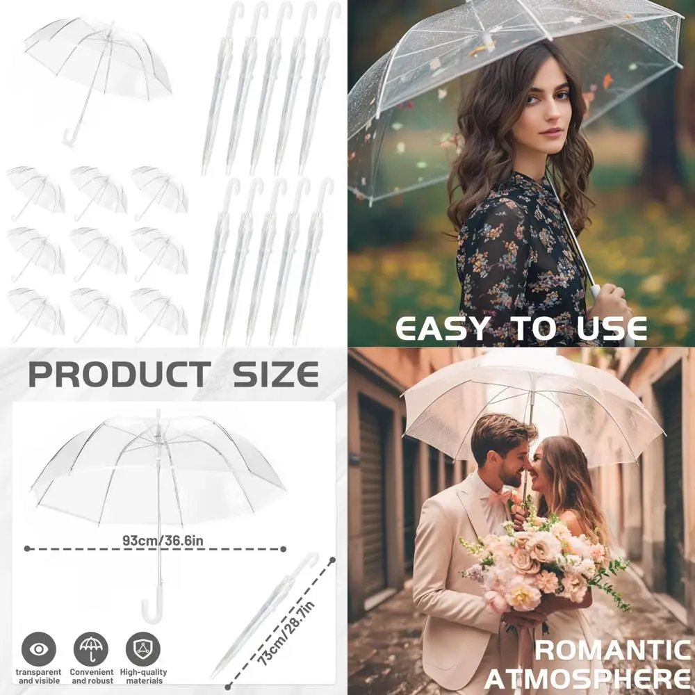 

Large Windproof Clear Umbrellas for Weddings and Outdoor Events, Bulk Transparent Umbrellas, Ideal for Wedding Supplies and Cele