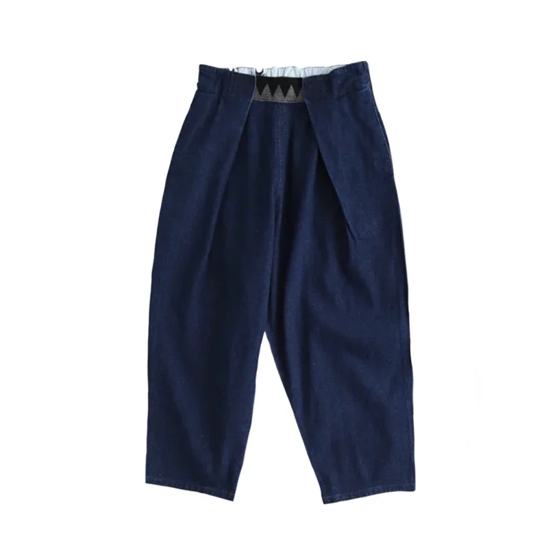 26SS New Retro Blue Dyed Kapl Hita Loose Elastic Waist Adjustable Jeans for Men New Arrival
