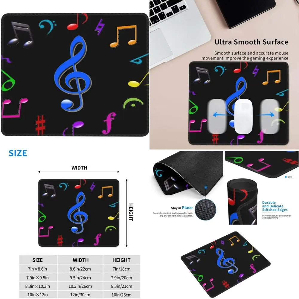 

Music Themed Gaming Mouse Pad - 7.9 x 9.5 inches, with Stitched Edges and Anti-Slip Rubber Base