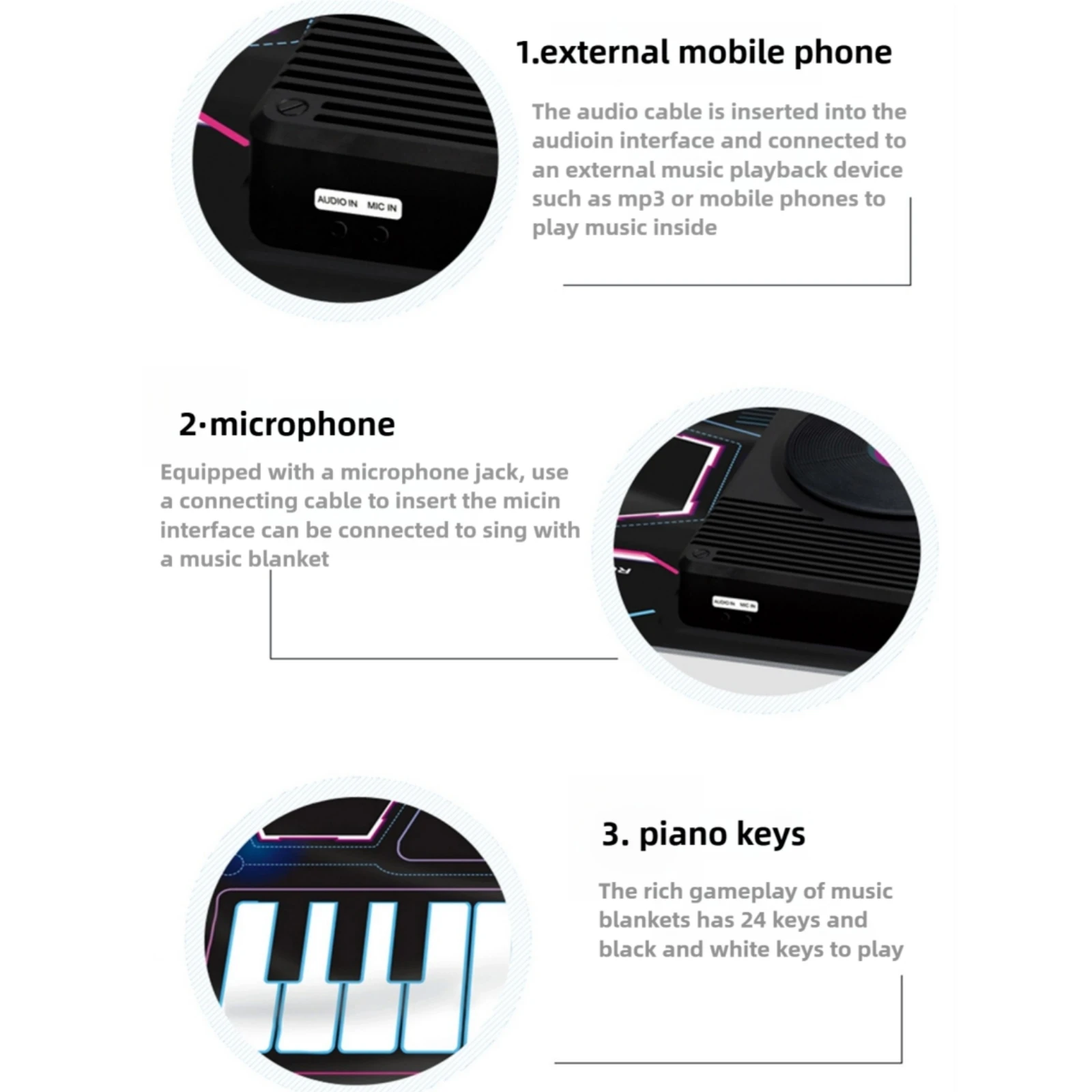 RUNJIAER DJミュージックブランケット、おもちゃの楽器、DJミュージックブランケット（シミュレートされたターンテーブル付き/マイク入力対応、ドラムセット付き）