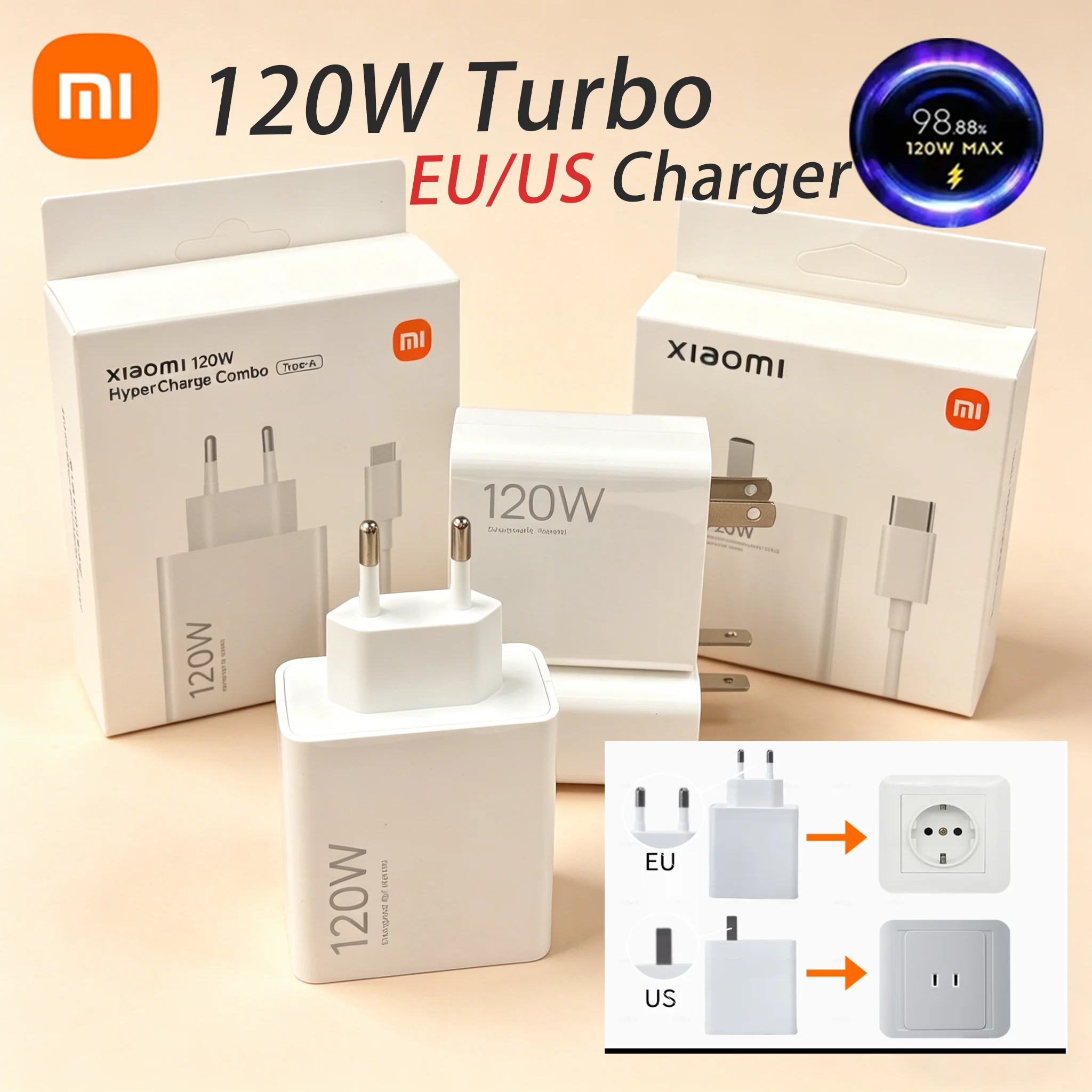 120W Original XIAOMI EU/US Mi 17 14 Pro 15 Fast Charging Adapter Turbo Charger POCO F8 F7 Ultra X7 13T 12T Redmi Note