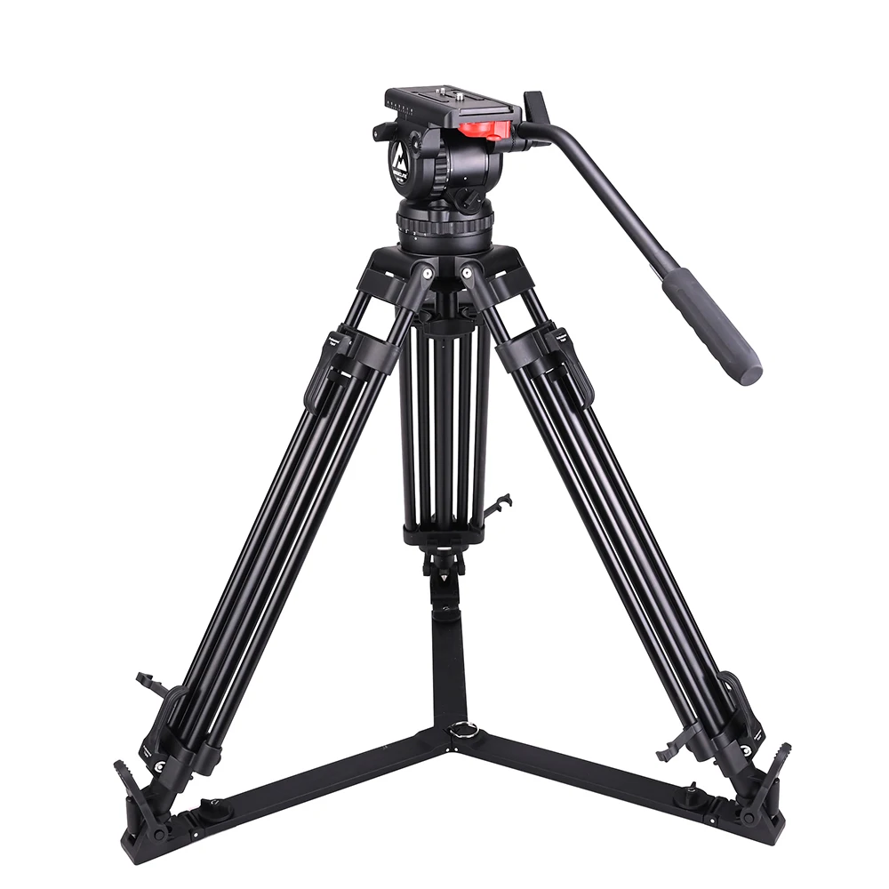 V12P MLS100 Fluid Head & Aluminum Video Tripod Kit for ENG Cameras Broadcast Camcorders
