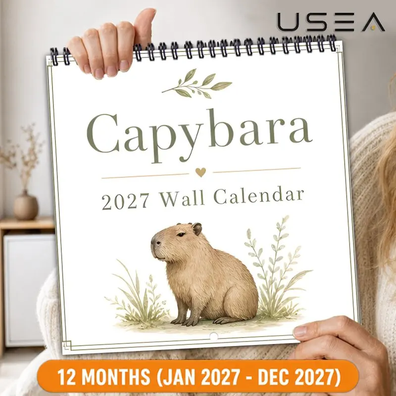 2027Guinea pig Wall Calendar,Hanging Calendar with Large Writable Blocks,US Federal Holidays,Botanical Boho Decor,Aesthetic Gift