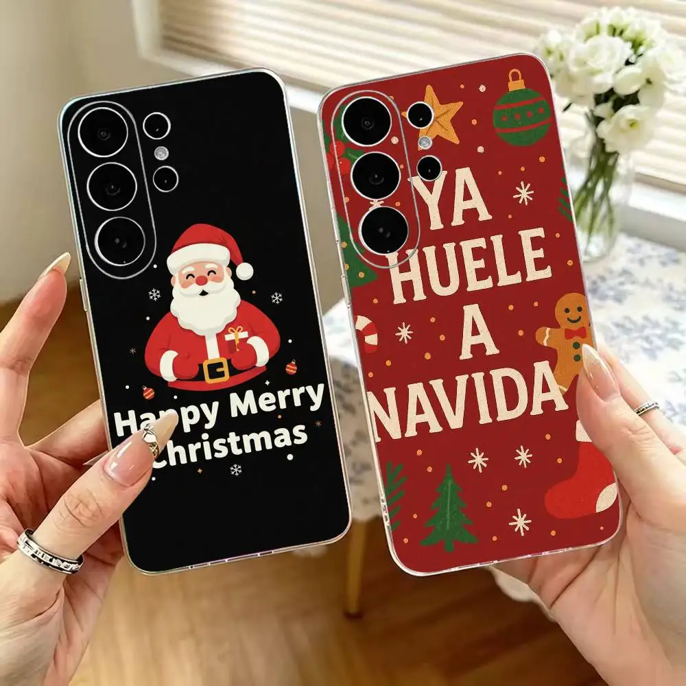 Merry Christmas Tree Santa Claus Pattern Phone Case Silicone Soft for Samsung S25,S24,S21,S22,S23,S30,Ultra,S20Plus,Note,10Cover