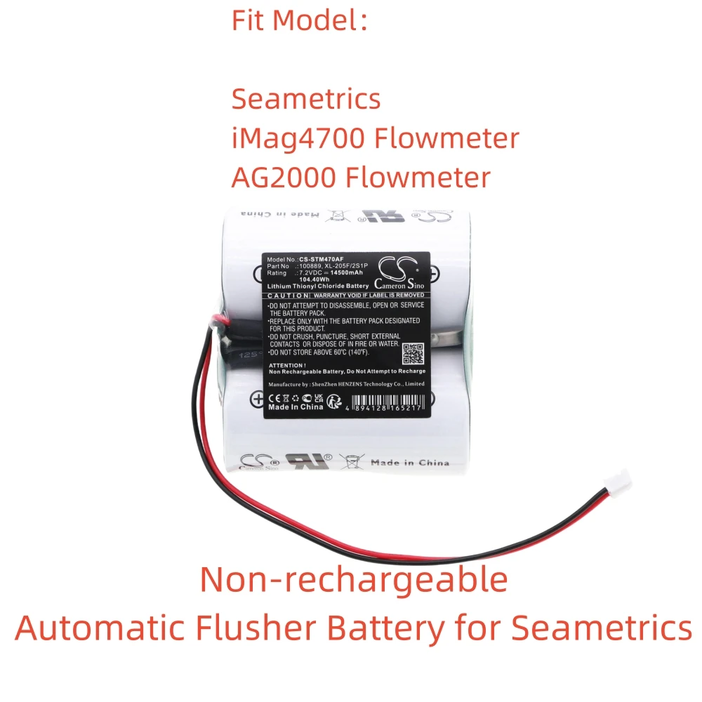 Li-SOCl2 Non-rechargeable Battery for Seametrics Automatic Flusher.7.2V,14500mAh,iMag4700 Flowmeter AG2000 Flowmeter 100889