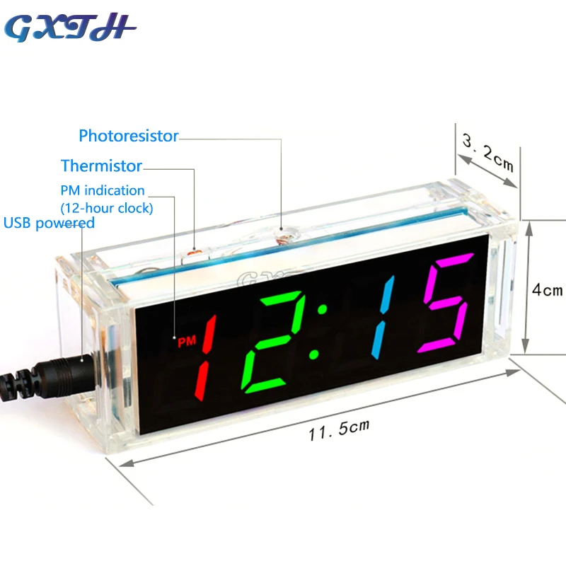 Diy Electronic Clock Colorful Digital Clock Kit Time Temperature Date Display Alarm Digital Tube Color Electronic Watch Welding