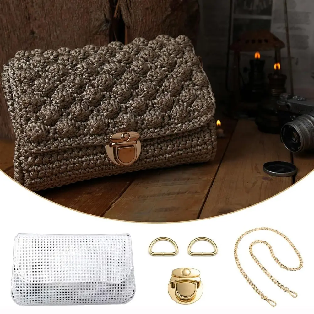 Bag Accessories Plastic Bag Mesh Grid Set Handmade White Crochet Bags Kit Mesh Plastic Canvas