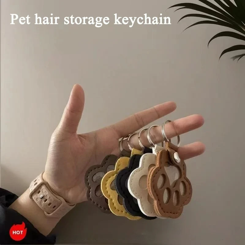 PU-Leder Gedenk-Schlüsselanhänger für Tierhaare, Katzenpfoten-Schlüsselanhänger, DIY Selbstgemachter Haustier-Gedenk-Schlüsselanhänger als Erinnerungsgeschenk für Tasche und Geldbörse – Detail 5