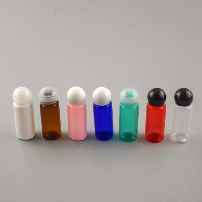 50 Stuks 5 Ml Mini Plastic Fles Met Bal Deksel Insert 10 Ml 15 Ml 20 Ml Lege Huisdier Reizen Refill fles Crème Serum Container Xz 2311031