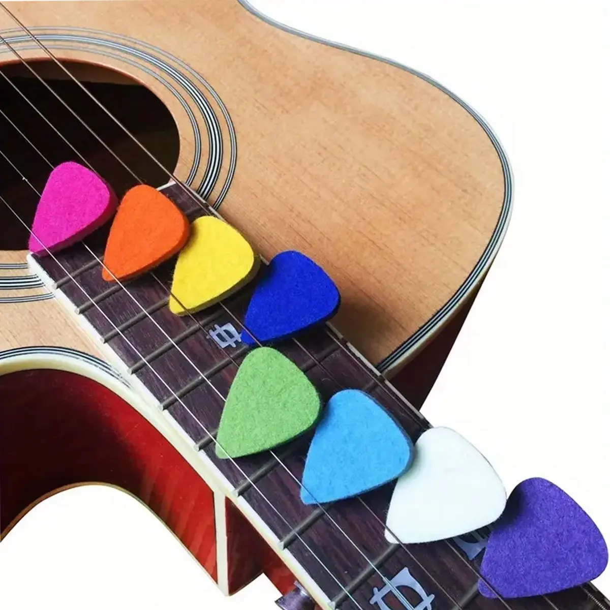 5Pcs 3.5mm Rainbow Felt Ukulele Picks, Soft Durable Thumb Picks for Acoustic, Electric, Bass & Multi-Instrument, Warm Tones  ZSY