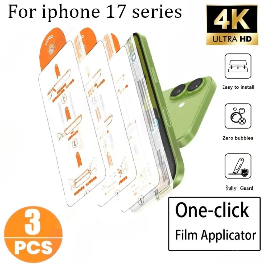3-teiliger Ultra-HD-Vollbildschutz für iPhone 17 16 15 14 Pro Max Air 16e 13 12 11 Pro 15 14 Plus XR XS Max Einfach zu installierendes Glas