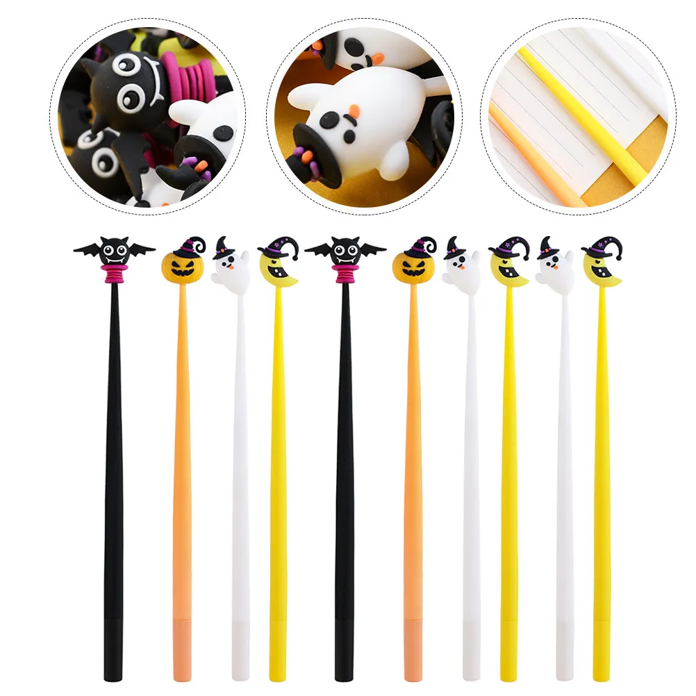 

10Pcs Adorable Cartoon Gel Pens Halloween Themed Silicone Tip Smooth Writing Gel Ink Pens for Scrapbooking Coloring Books Office