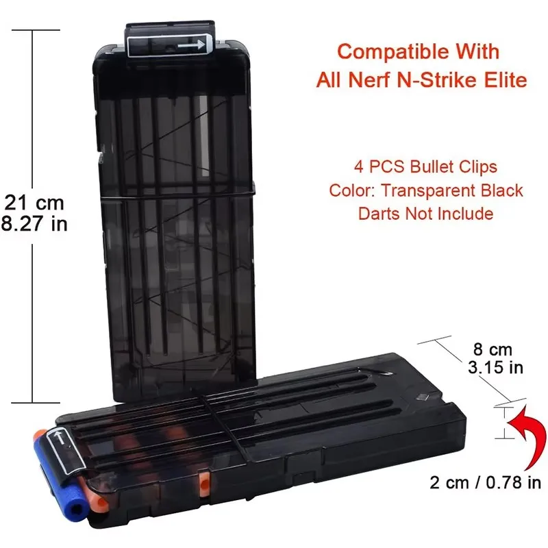 ZIVCONCING Bullet Clips 4 Pack 12 Darts Quick Reload Clips Magazine Clips for Nerf N-Strike Elite Blaster (Black) view 6