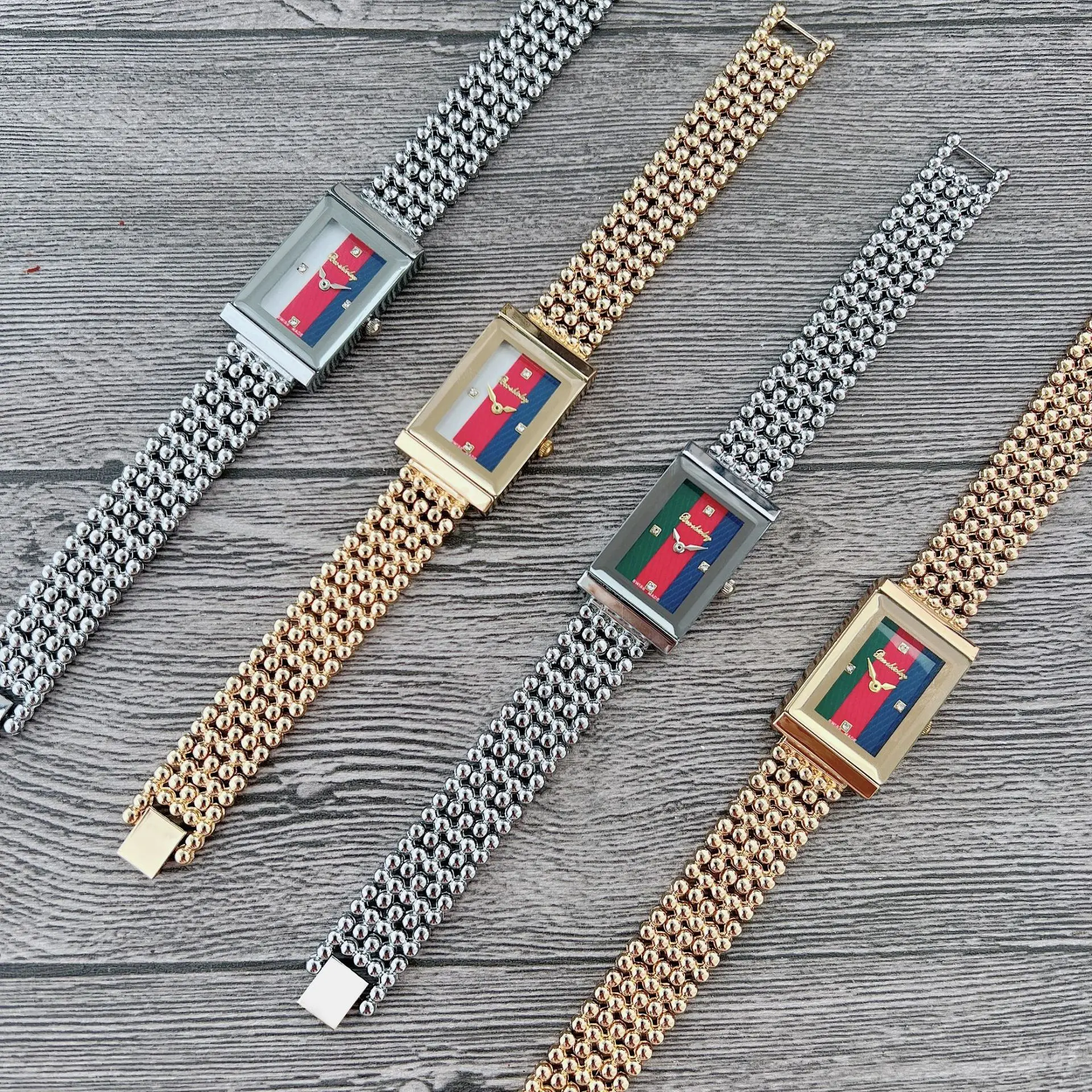 

Женские часы с французским флагом (сине-бело-красные), модные, простые, квадратные, со стразами, с металлическим ремешком-браслетом, универсальные, элегантные