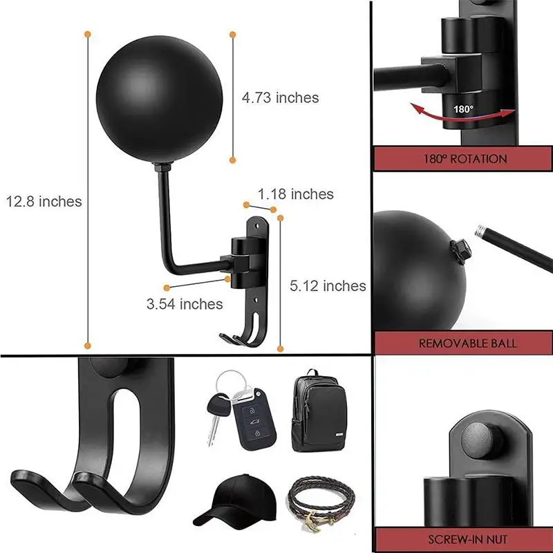 180° Rotatable Wall Claw Hook, Helmet & Hat Jacket Storage Holder, Motorcycle Accessories view 6