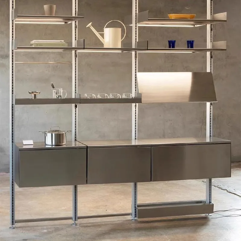 Multi-layer display cabinet shelf stainless steel storage aluminum profile cabinet