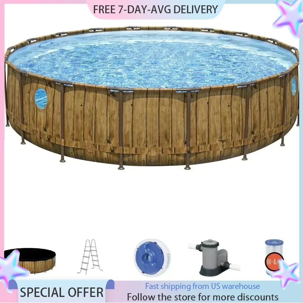 Round Ground Outdoor Swimming Pool Set 18' X 48