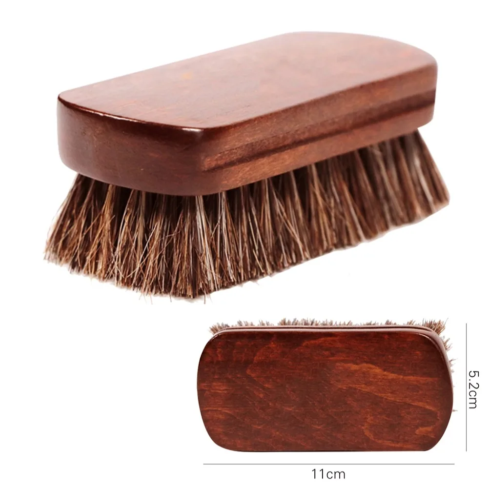 Horsehair Leather Textile Cleaning Brush for Car Interior Furniture Apparel Bag Shine Polishing Brush Auto Wash Accessories