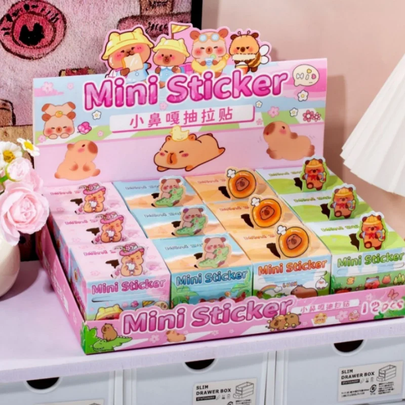 12set-lot-kawaii-capybara-pull-stickers-cute-scrapbooking-diy-diary-decorative-stationery-sticker-album-stick-label