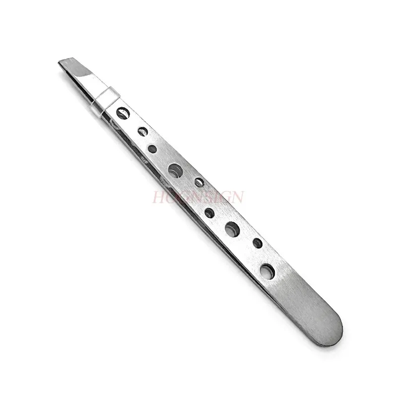 Stainless steel diagonal mouth makeup eyebrow trimming false eyelash clip, white hair tweezers, nine hole clip