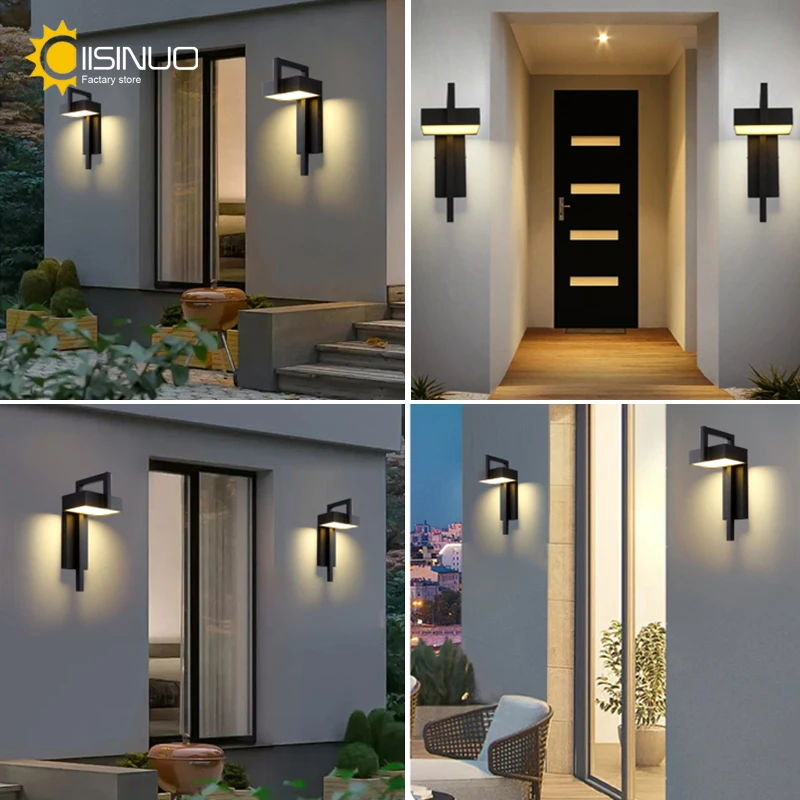 Illuminazione da parete a LED per esterni impermeabile Retro Vintage Colore nero 10W per giardino Portico Sconce Lampione 96V220V Sconce Luminaire