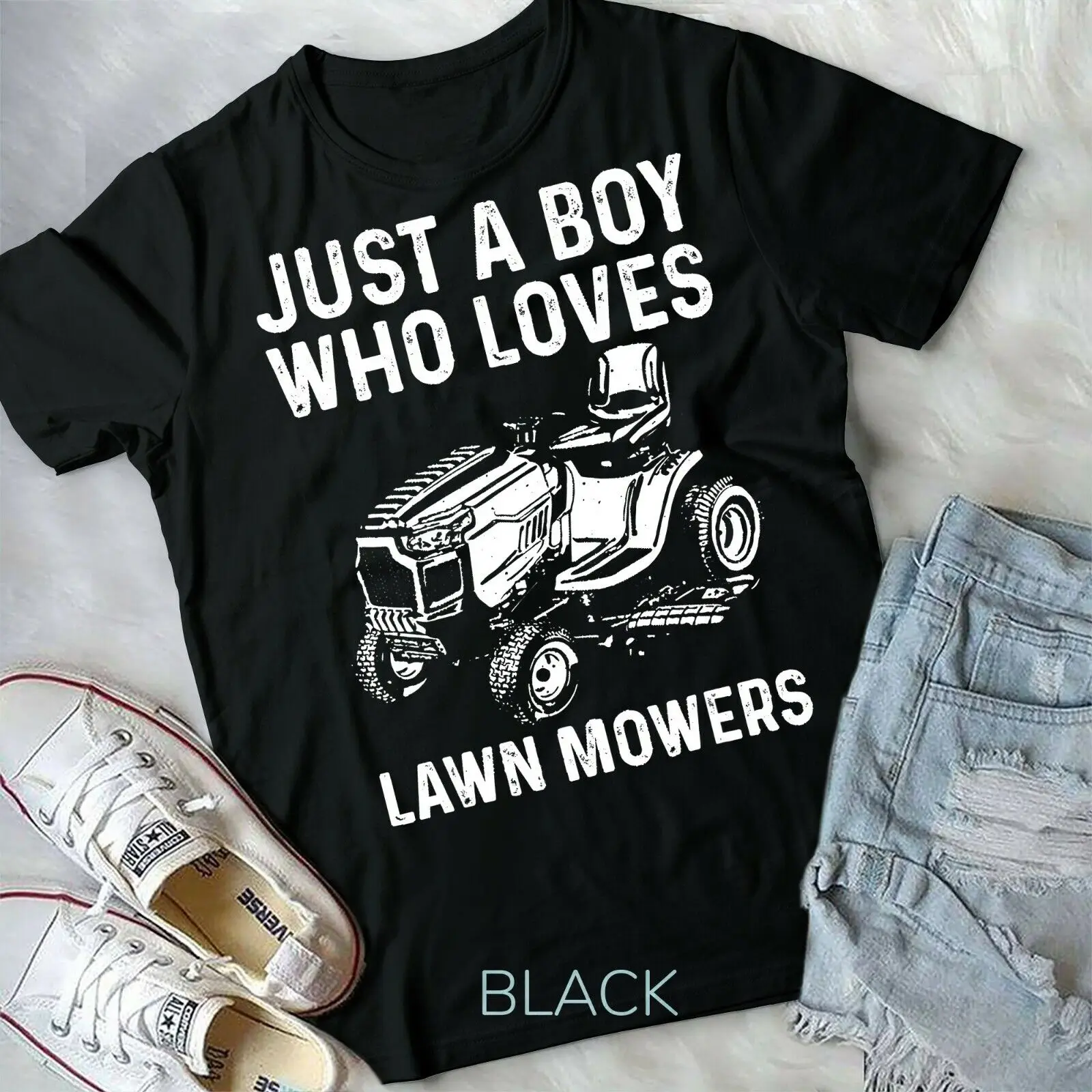 

Funny Lawn Mower For Boys Kids Gardening Landscaping Tractor Unisex T-shirt