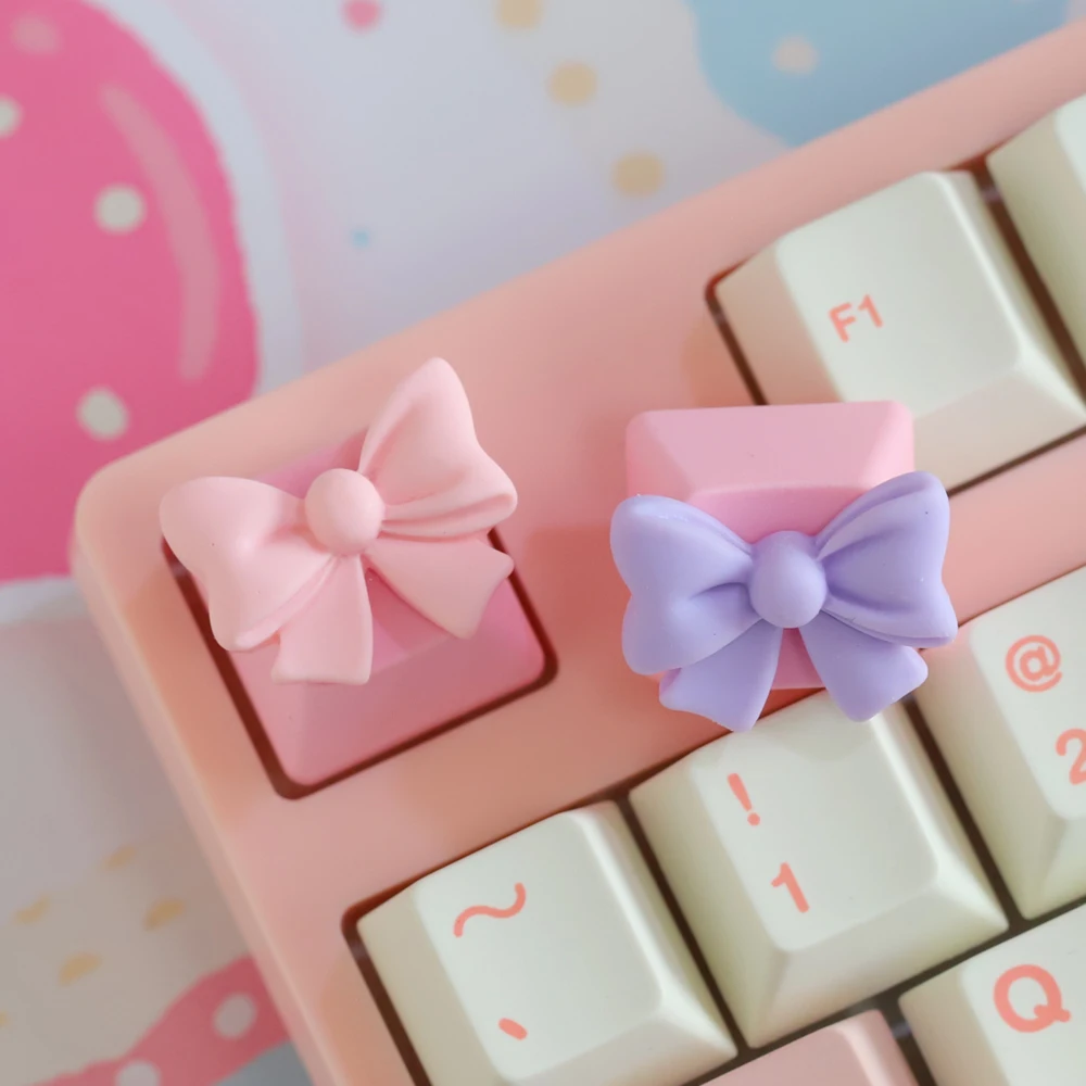 1pc Pink Bow Keycaps Personality DIY Gaming Keycaps for Cherry Cross Axis Mechanical Keyboard ESC Base 키캡 Gifts for Cute Girls