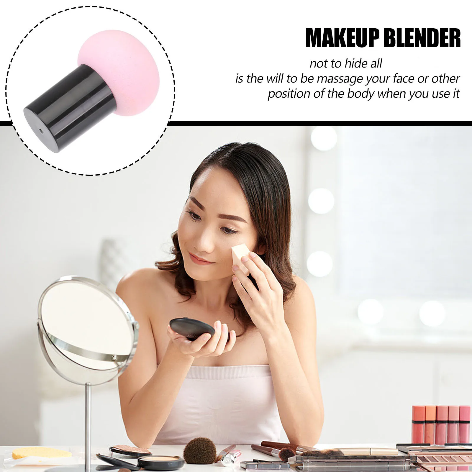 Esponja de maquiagem de silicone para pó de cogumelo, 3 peças, expande na água, lavável, liquidificador reutilizável para base, creme, corretivo molhado