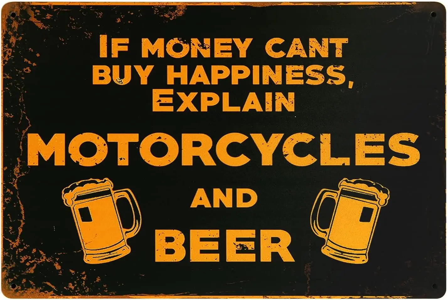If Money Can;t Buy Happiness, Explain Motorcycles And Beer Retro Vintage Metal Tin Sign for Bar Pub Cafe Garage Wall Art Decor