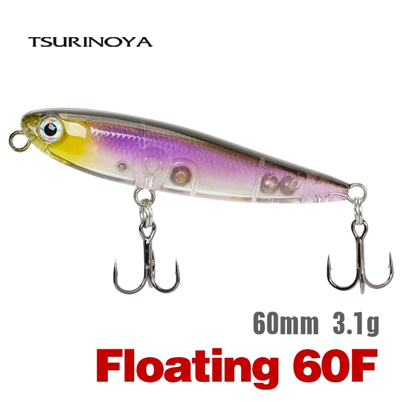TSURINOYA Floating Pencil 60F 60mm 3.1g Profession Top Water Hard Fishing Lure Dog Walk DW64 Trout Small Hard Swimbait Wobblers
