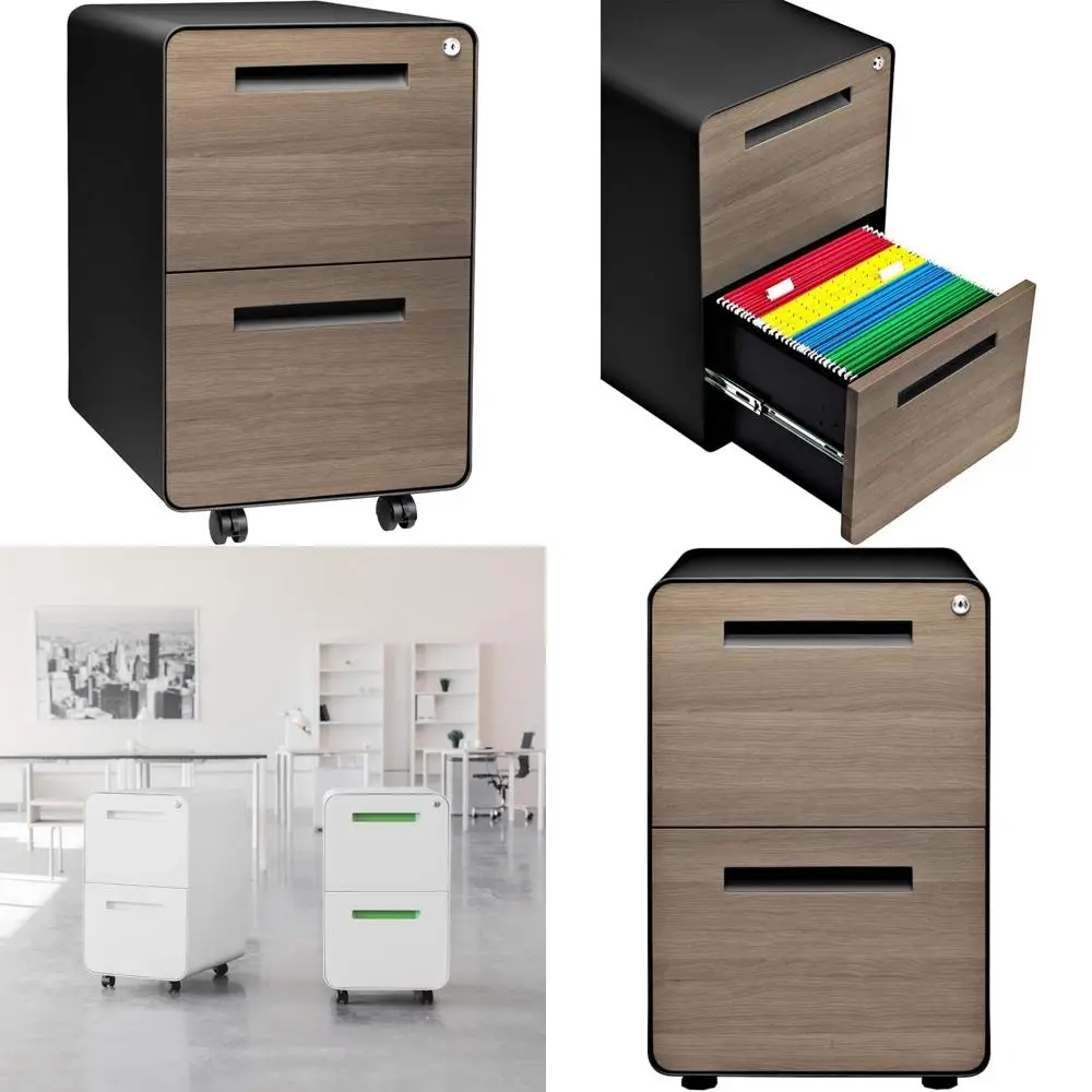 خزانة ملفات متنقلة ذات درجين من Laura Davidson Furniture Stockpile مع قفل - خزانة ملفات معدنية تحت المكتب، ملف قانوني/حرف F #1