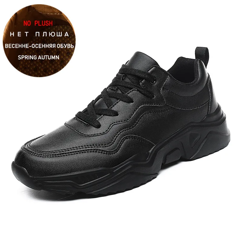 Winter Men Sneakers Breathable Warm Leather Walking Running Shoes with Fur Outdoor Lightweight No-slip Mens Snow Sports Shoes