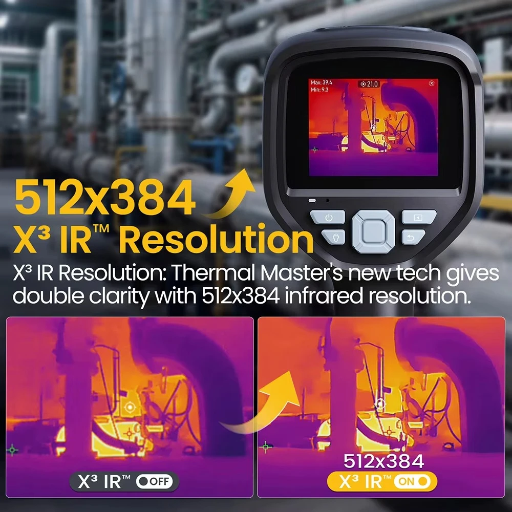 002 Thermal Camera 4X Digital Zoom LED Light Laser Pointer Handheld Thermal Imager 512*384 X³IR Resolution