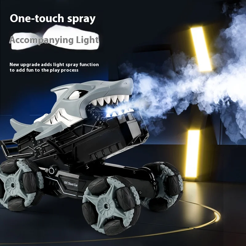 KBDFA dinosaure télécommande cascadeur voiture requin Spray électrique quatre roues motrices dérive garçon dinosaure voiture course cadeau d'anniversaire