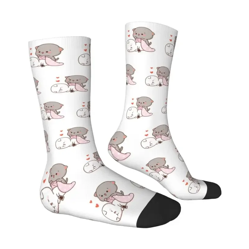 Peach et Goma Mochi Cat Drooling Crew Chaussettes unisexes pour hommes et femmes, Cool 3D Printed Male fur s Sock