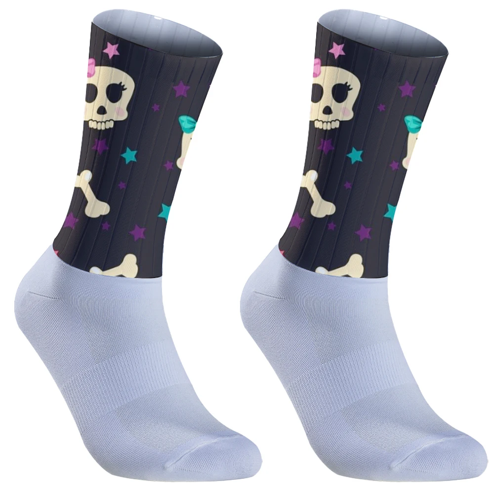 Chaussettes de cyclisme de route respirantes pour hommes et femmes, chaussettes de compétition de cyclisme en plein air, Halloween, professionnel, haute qualité, nouveau, 2024