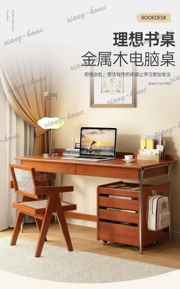 YJ Mid-Century Style Wood Retro Office Desks Modern Design High-grade Study Computer Desk Nordic Simple Commercial Furniture FYO