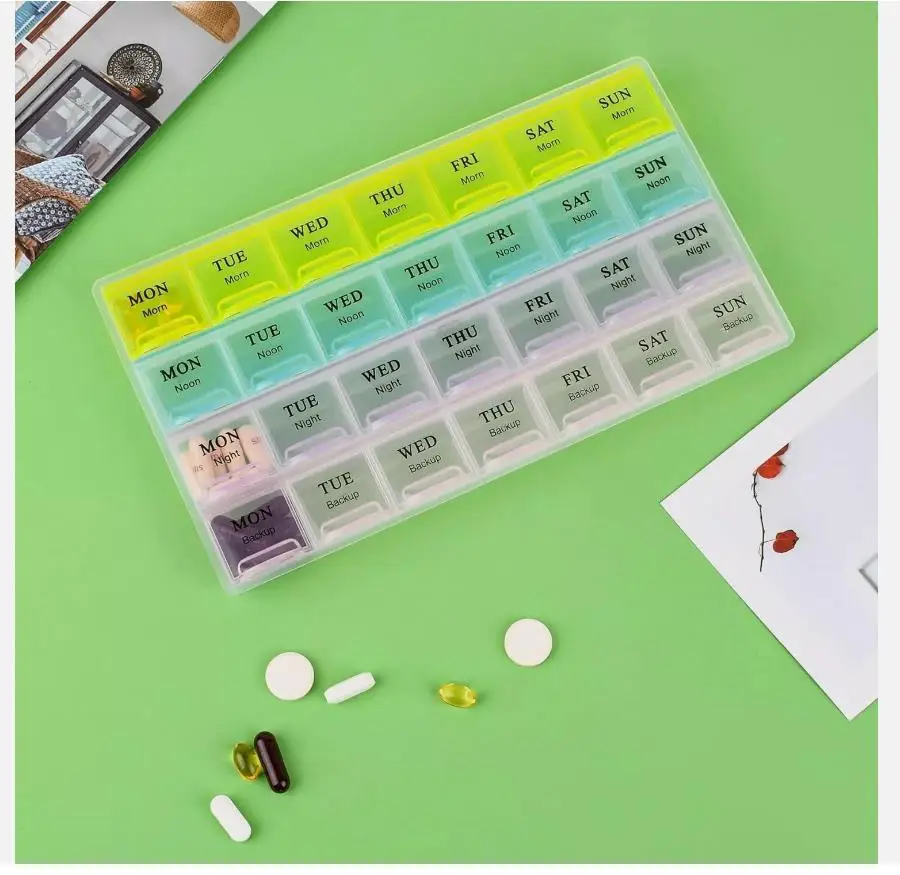 

28 Grid Medicine Box Holder Medicine Storage Container Case Pill Case Organizer Storage Box for Vitamins Medicine Fish Oils